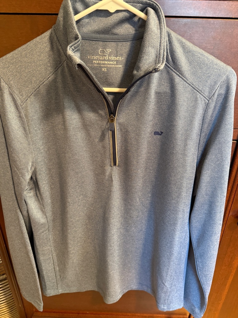 Vineyard Vines Heathered Slate Blue 1/4 Zip Performance Pullover
